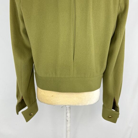 Vintage Olive Green Wool Blend Cropped Jacket Women’s Sz 8 Gold Button Military - Picture 8 of 16